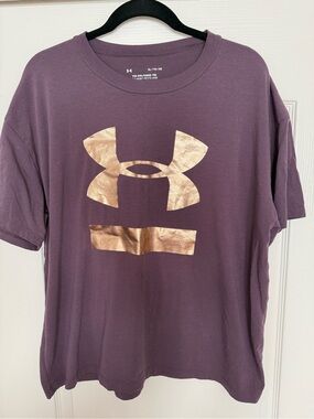 Under Armour Deep Purple The Girlfriend Tee with rose gold logo